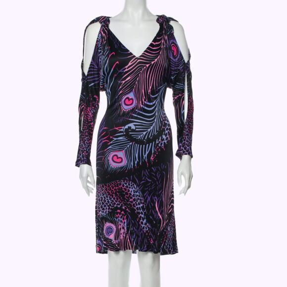 MATTHEW WILLIAMSON Printed Knee-Length Black and Multicolor Dress - Picture 1 of 5